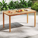 Mesa de comedor rectangular de acacia para exterior, para 4-6 personas