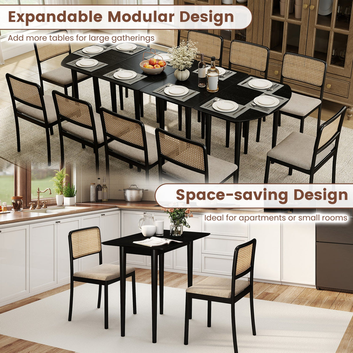 Mesa de comedor rectangular de madera para 2-4 personas, mesa de cocina rústica de madera maciza de 34 pulgadas