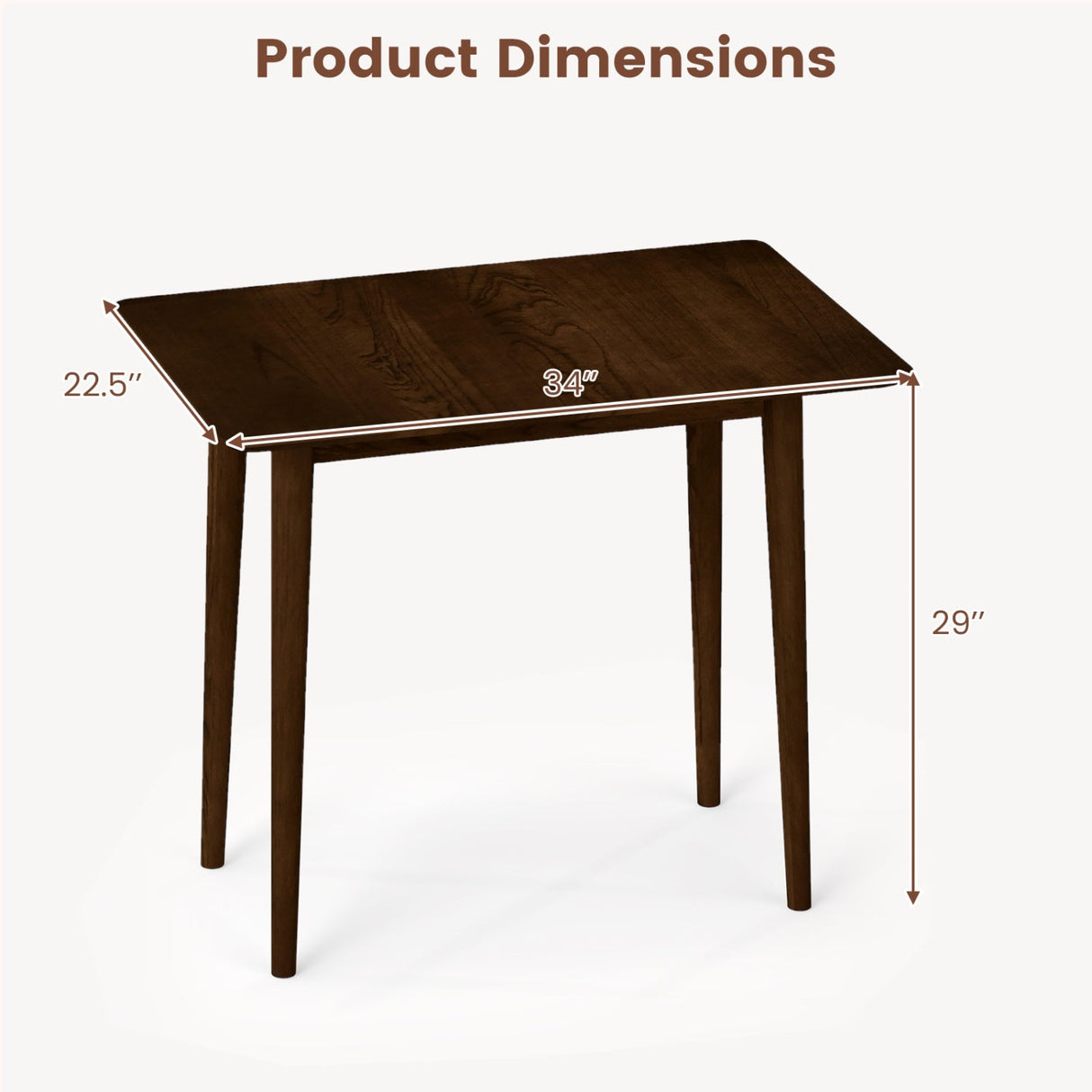 Mesa de comedor rectangular de madera para 2-4 personas, mesa de cocina rústica de madera maciza de 34 pulgadas