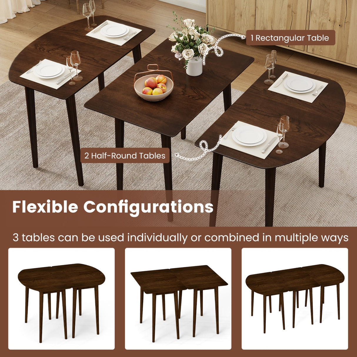 Mesa de comedor rectangular de madera para 2-4 personas, mesa de cocina rústica de madera maciza de 34 pulgadas