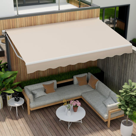 Toldo retráctil de patio de 13 × 8 pies de aluminio para terraza - Beige