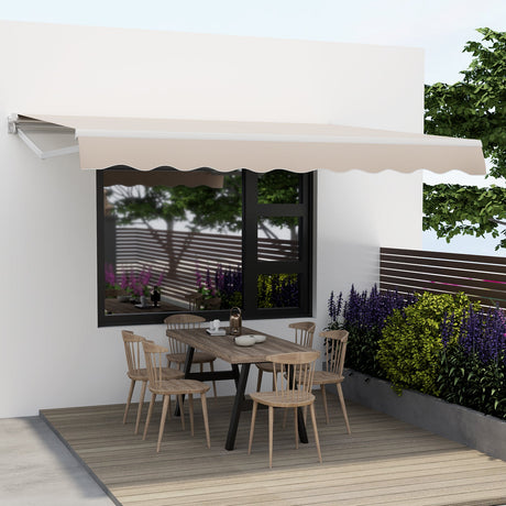 Toldo retráctil de patio de 12 x 10 pies de aluminio para parasol - Beige