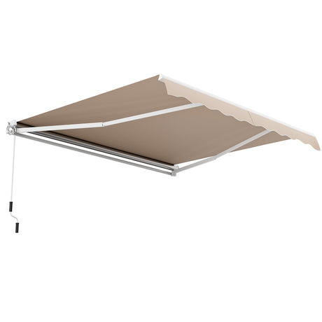 Toldo retráctil de patio de 12 x 10 pies de aluminio para parasol - Beige
