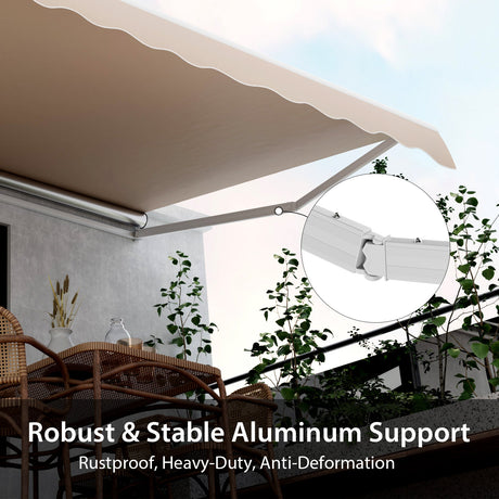 Toldo retráctil de patio de 13 × 8 pies de aluminio para terraza - Beige