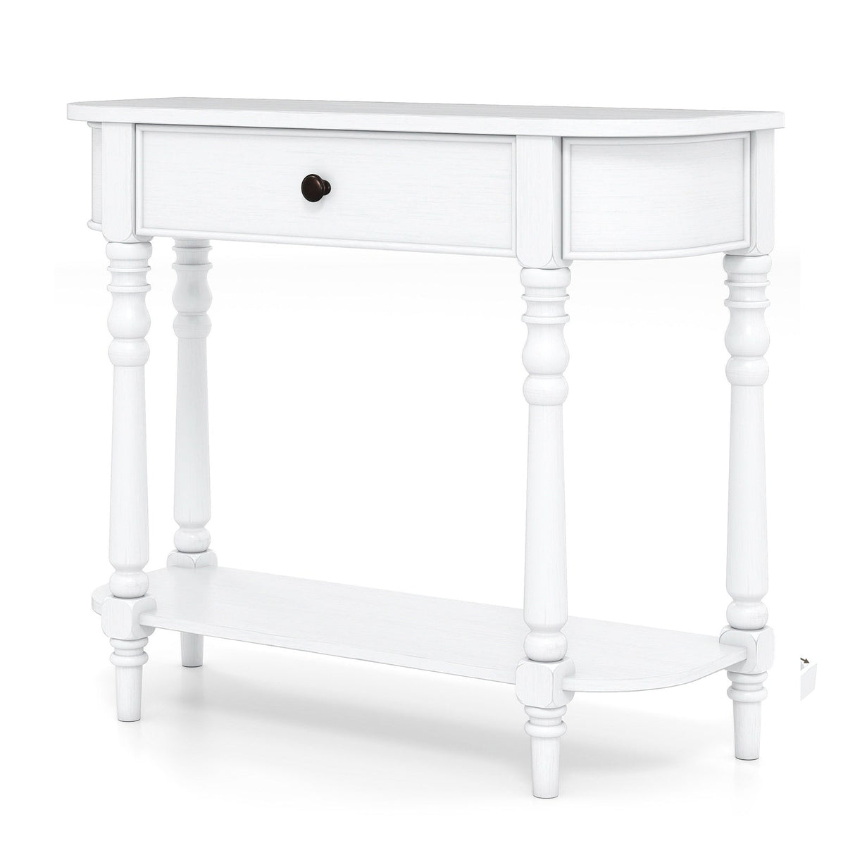 Mesa consola retro de 91 cm de largo, de madera, con 2 niveles, estrecha, para detrás del sofá o recibidor