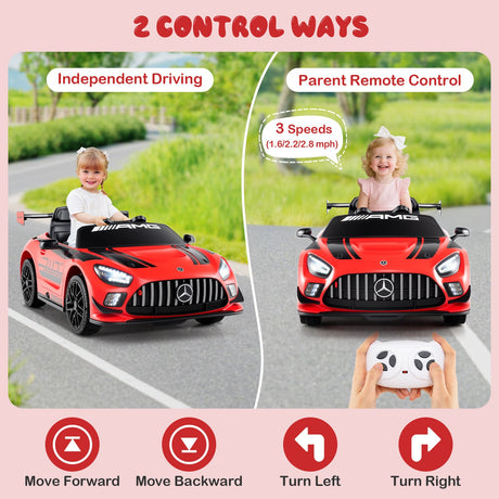 Coche Eléctrico para Niños Mercedes-AMG GT3 con Licencia y Velocidad Ajustable de 12V