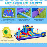 Parque de toboganes de agua inflable con temática de cohete con soplador de 1100 W
