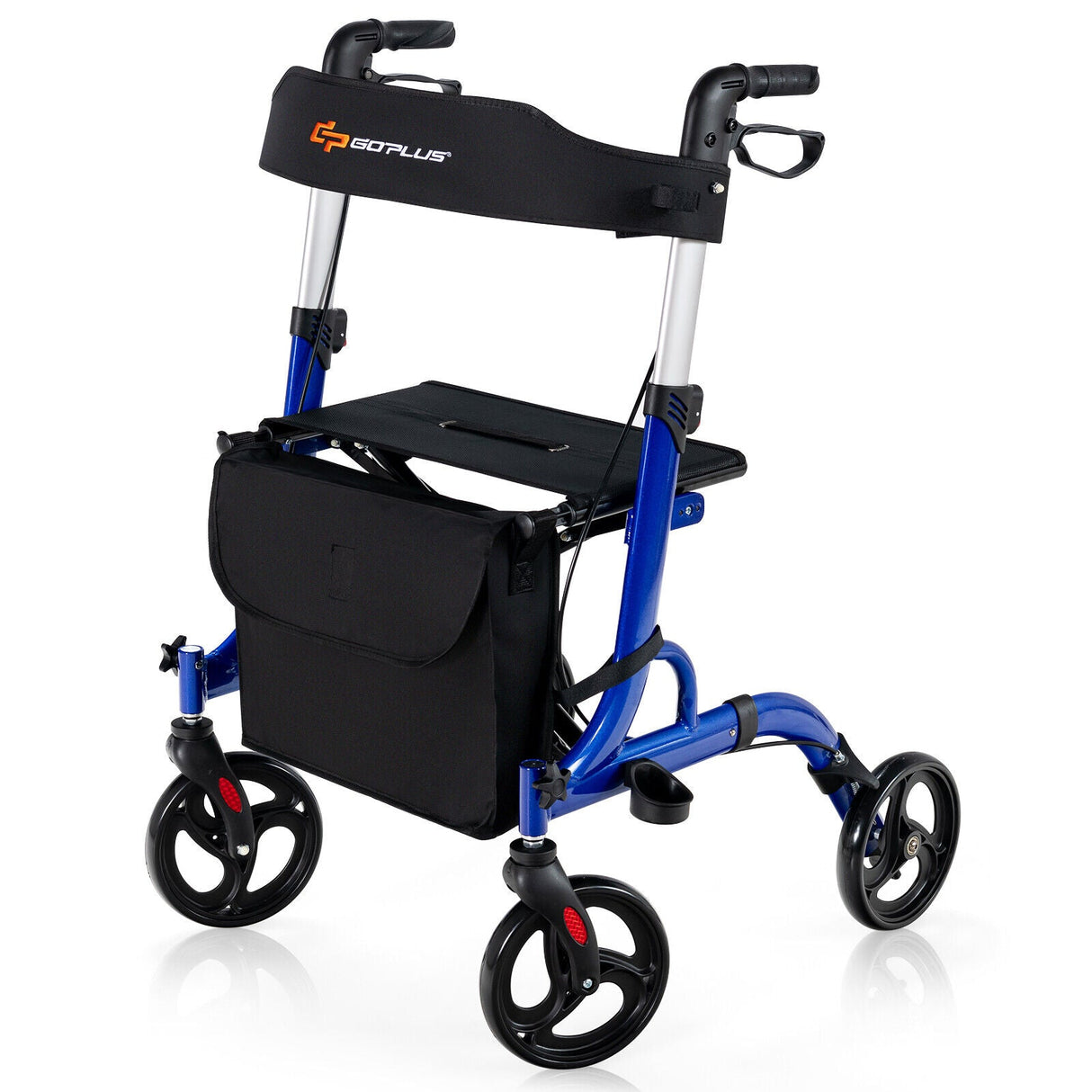 Andador Plegable de Aluminio con Ruedas de 8 Pulgadas y Asiento