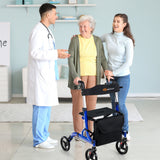 Andador Plegable de Aluminio con Ruedas de 8 Pulgadas y Asiento