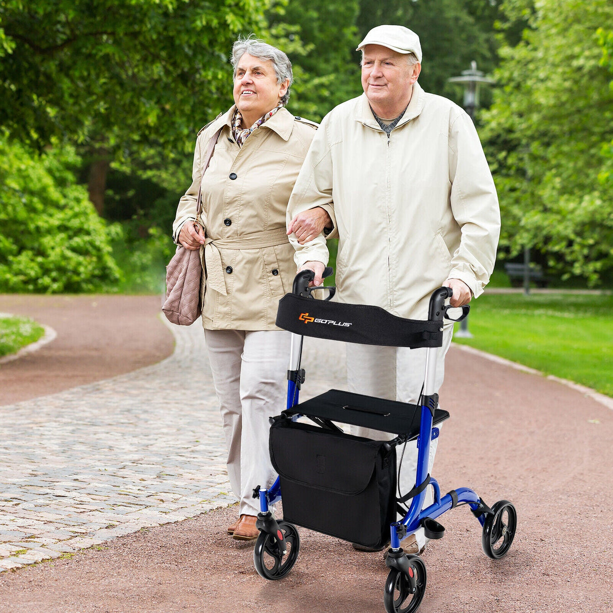 Andador Plegable de Aluminio con Ruedas de 8 Pulgadas y Asiento