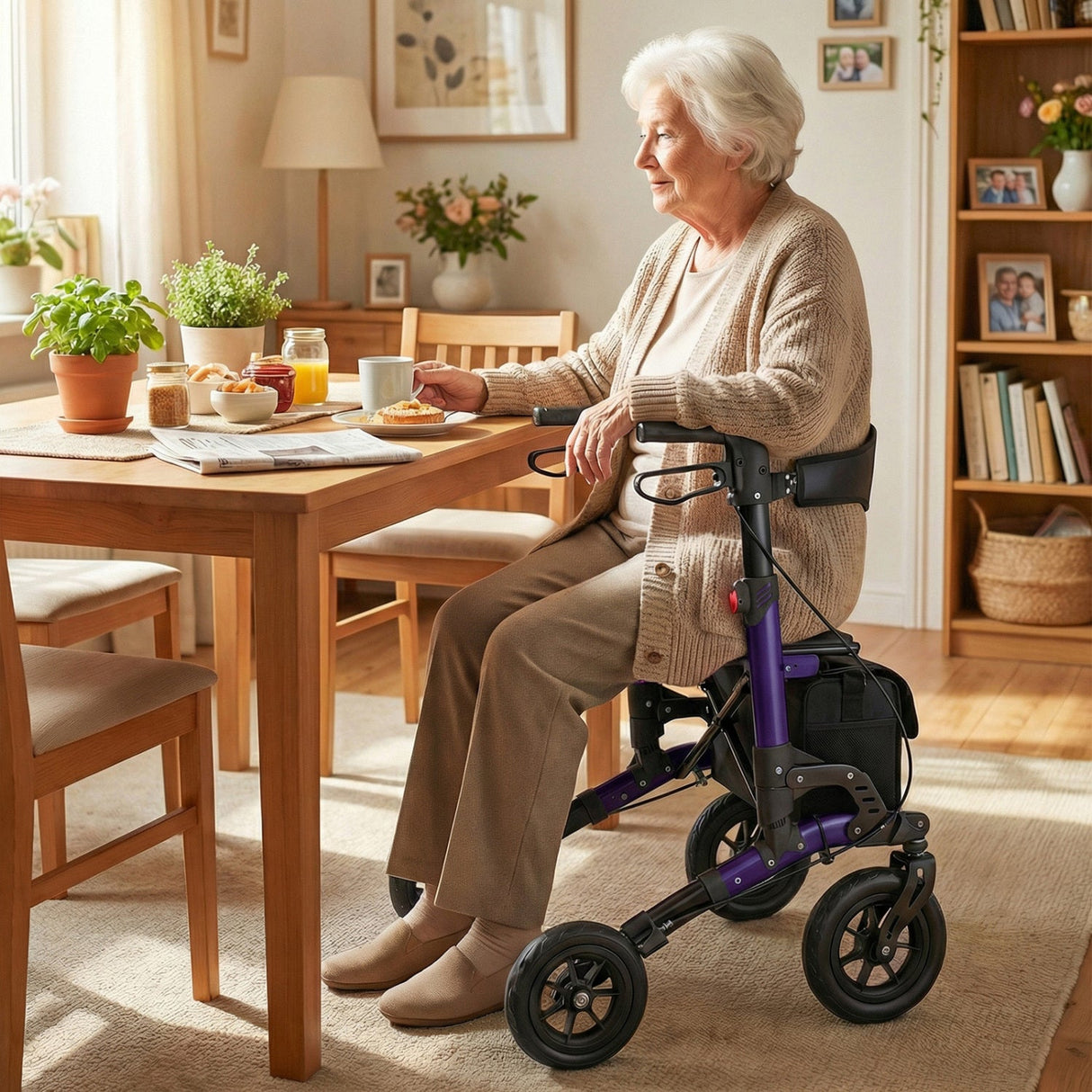 Andador con ruedas para personas mayores, andador plegable con asiento
