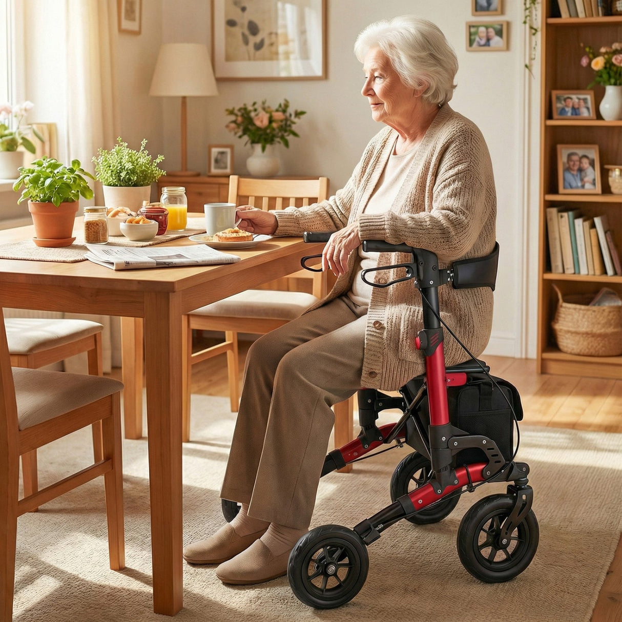 Andador con ruedas para personas mayores, andador plegable con asiento
