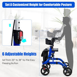 Andador Plegable de Aluminio con Ruedas de 8 Pulgadas y Asiento