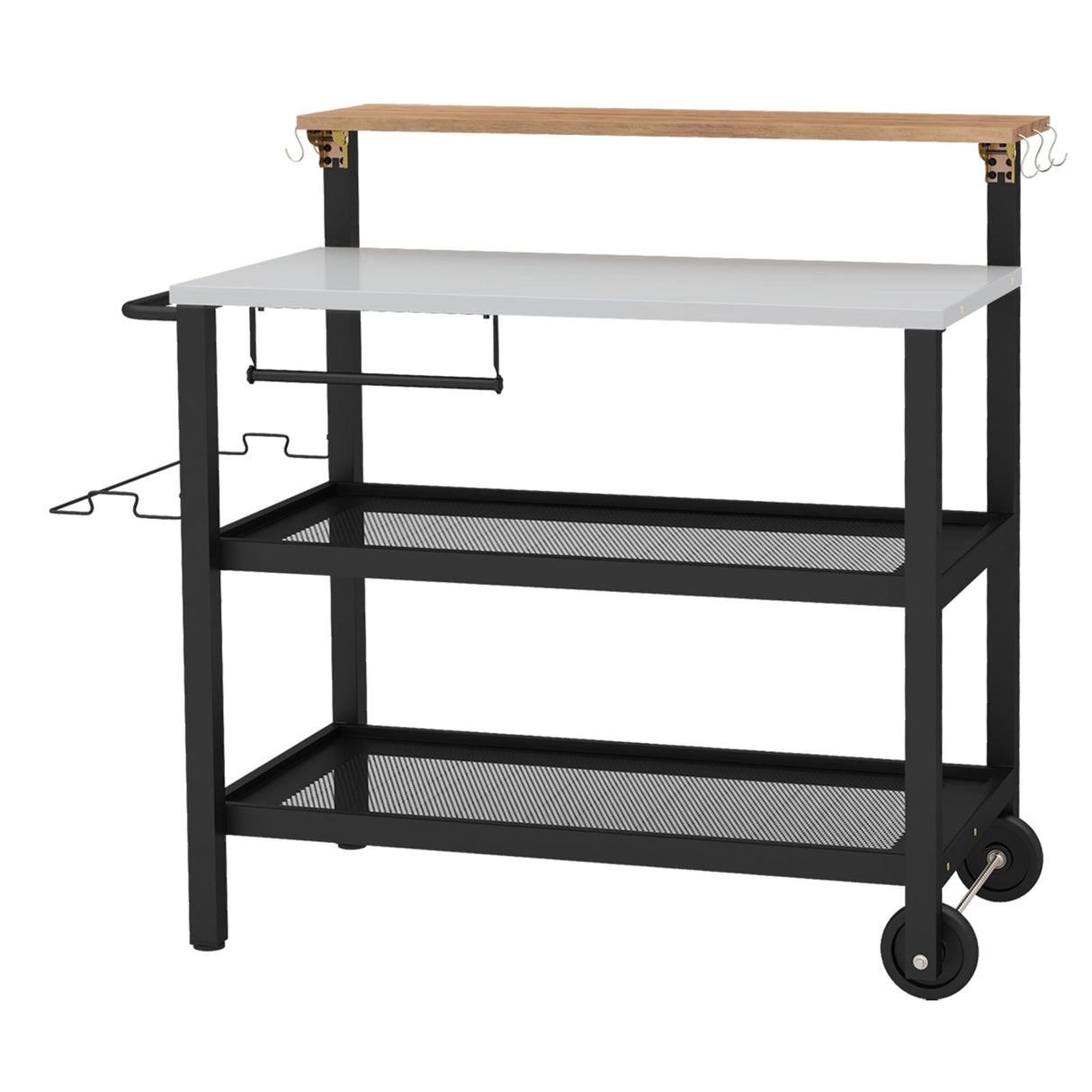 Carro bar con superficie abatible y ganchos para cocina