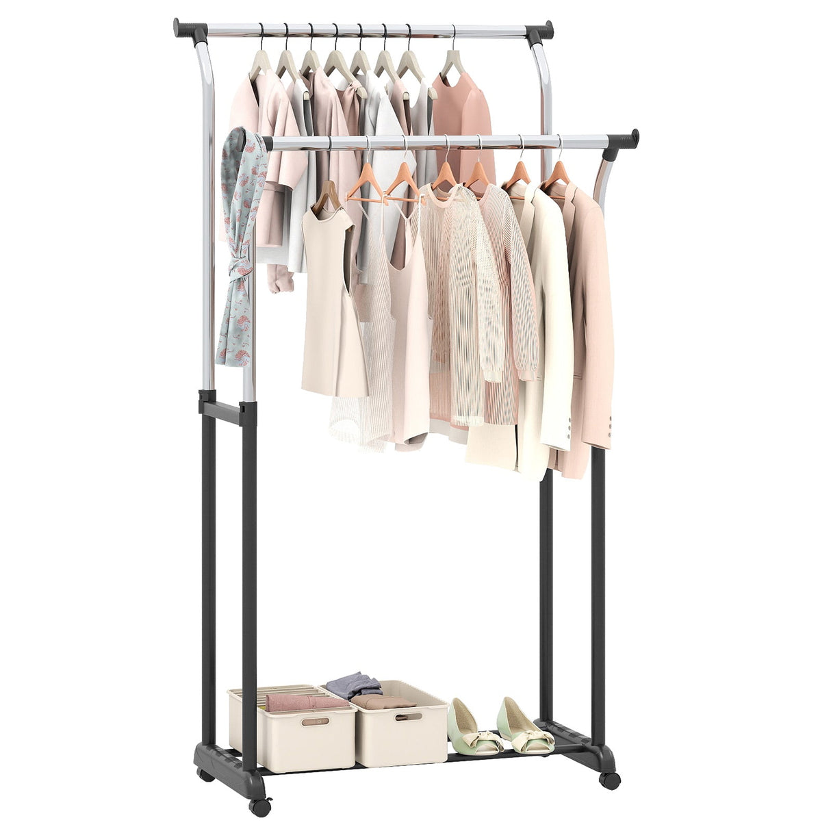 Burro para ropa de doble barra con altura ajustable