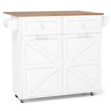 Rolling Kitchen Island with Trash Can Cabinet and Rubber Universal Wheels