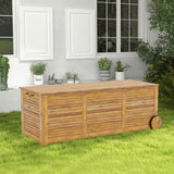 Caja de Almacenamiento Exterior de Madera con Ruedas y Asa Lateral