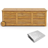 Caja de Almacenamiento Exterior de Madera con Ruedas y Asa Lateral