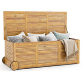 Caja de Almacenamiento Exterior de Madera con Ruedas y Asa Lateral