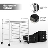 9-Drawer Rolling Storage Cart with Colorful Drawers and Metal Frame