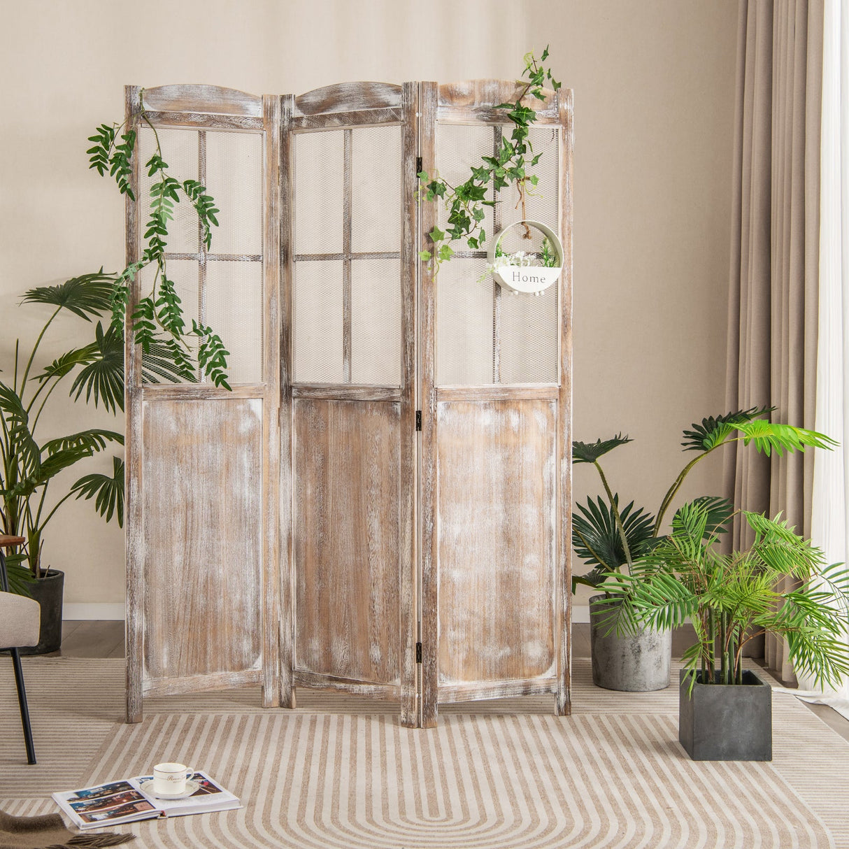 Biombo plegable de 6 pies-Café