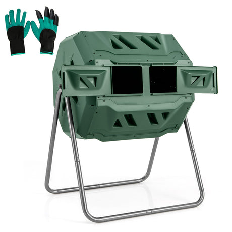 Compostador giratorio de 360° con 2 puertas correderas - Verde
