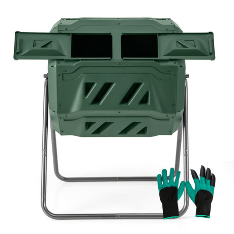 Compostador giratorio de 360° con 2 puertas correderas - Verde