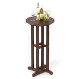 Mesa de bar redonda de 21.5 pulgadas para patio, mesa de comedor de altura de bar de HDPE con superficie de listones