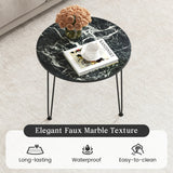 Round Coffee Table with Thickened Tabletop and Metal Tripod Legs