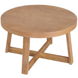 Round Coffee Table for Living Room 30 inch Farmhouse Accent Table with Study Rubber Wood Legs-Yellow