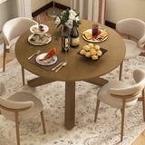 Mesa de comedor redonda de 47 pulgadas con patas de madera maciza de acacia para 4-6 personas-Natural