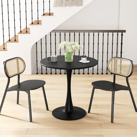 Mesa de Comedor Redonda de 31.5 Pulgadas con Anillo de PP Antideslizante - Negra