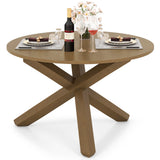 Mesa de comedor redonda de 47 pulgadas con patas de madera maciza de acacia para 4-6 personas-Natural