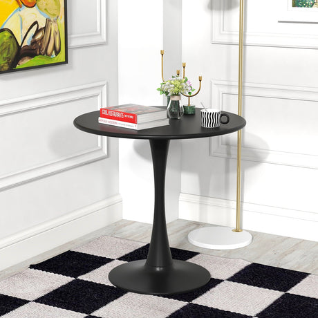 Mesa de Comedor Redonda de 31.5 Pulgadas con Anillo de PP Antideslizante - Negra