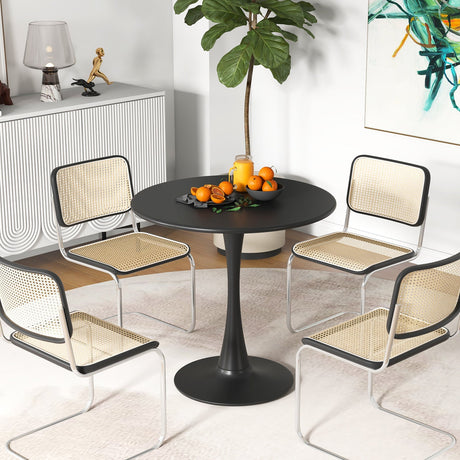 Mesa de Comedor Redonda de 31.5 Pulgadas con Anillo de PP Antideslizante - Negra