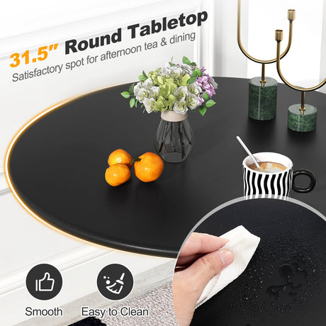 Mesa de Comedor Redonda de 31.5 Pulgadas con Anillo de PP Antideslizante - Negra