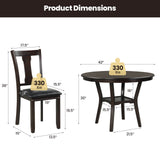 5-Piece Round Dining Table Set Wooden Kitchen Modern Table and 4 Chairs