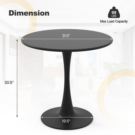 Mesa de Comedor Redonda de 31.5 Pulgadas con Anillo de PP Antideslizante - Negra