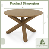 Mesa de comedor redonda de 47 pulgadas con patas de madera maciza de acacia para 4-6 personas-Natural