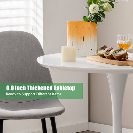 Mesa de comedor redonda Tulip moderna de 32 pulgadas con tapa de MDF - Blanca