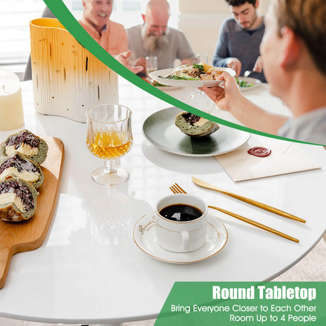 Mesa de comedor redonda Tulip moderna de 32 pulgadas con tapa de MDF - Blanca