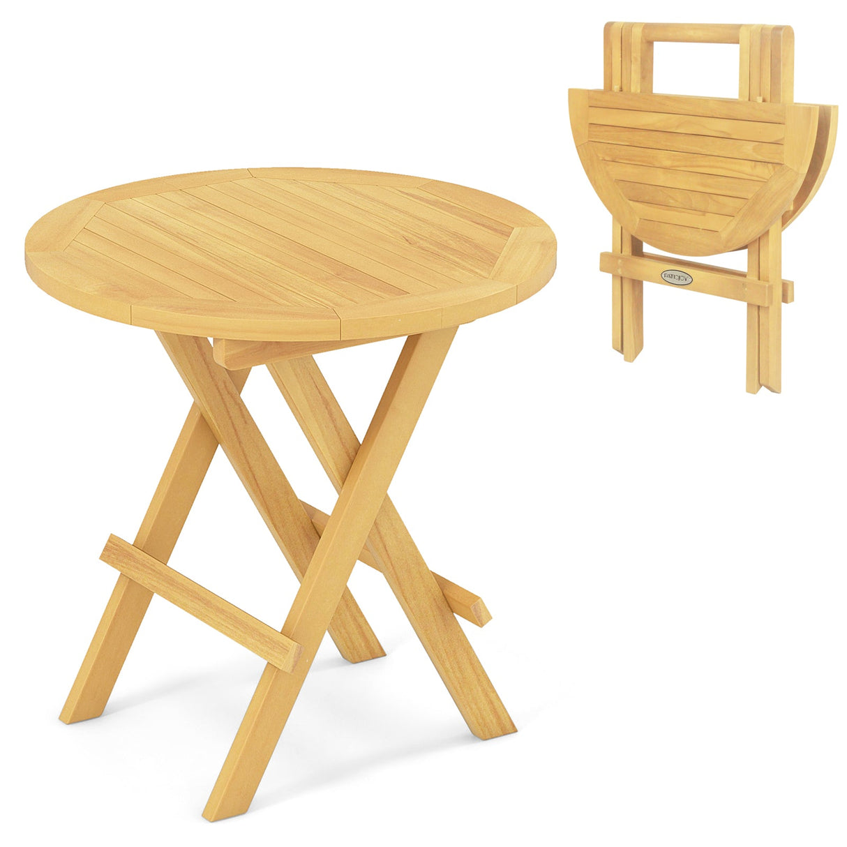 Mesa Auxiliar para Exterior Portátil y Compacta con Patas en X y Tablero de Listones