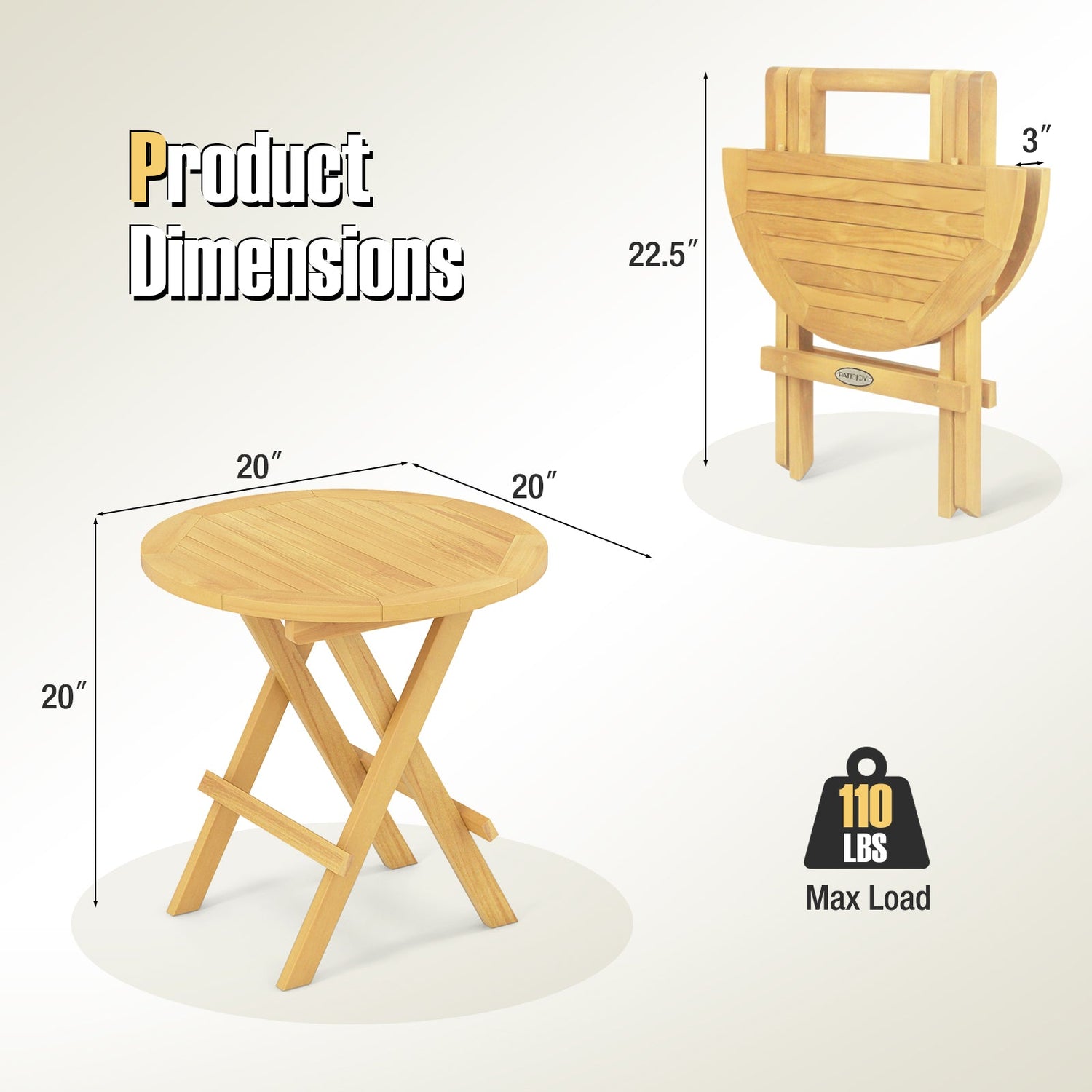 Mesa Auxiliar para Exterior Portátil y Compacta con Patas en X y Tablero de Listones