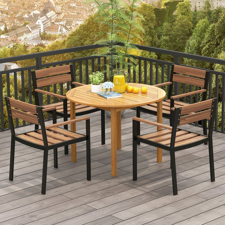 Mesa de comedor redonda grande para exteriores para 4 personas