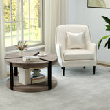 34.5" Rubber Wood 2-Tier Round Center Table with Spacious Tabletop and Storage Shelf-Gray
