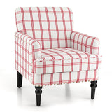 Sillón Moderno Tapizado Acolchado con Patas de Madera de Caucho