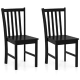 Juego de 2 sillas de comedor rústicas de madera para cocina con respaldo inclinado de listones