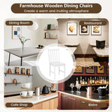 Juego de 2 sillas de comedor rústicas de madera para cocina con respaldo inclinado de listones