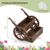 Rustic Wood Wagon Planter 2-Tier Versatile Raised Garden Bed with Wheels-Brown