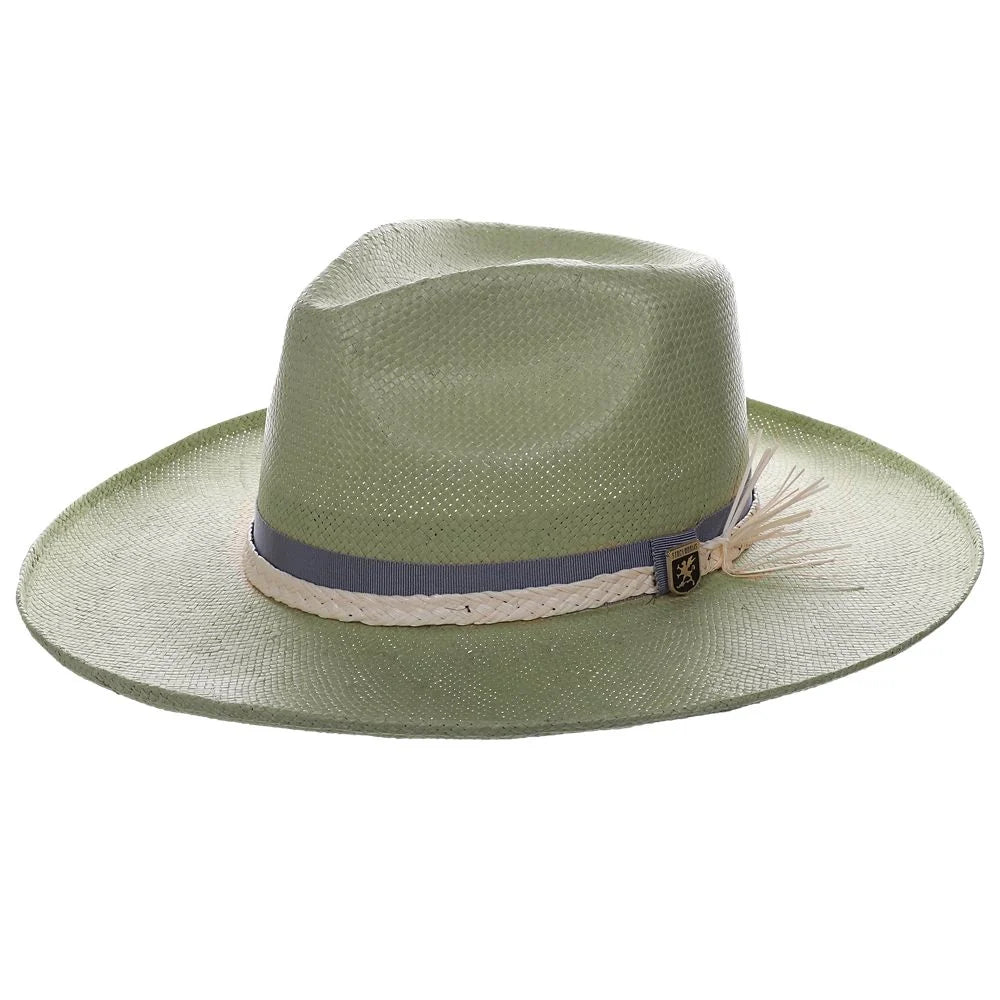 Stacy Adams NY - Sombrero Fedora de ala ancha de paja Toyo tejido a mano